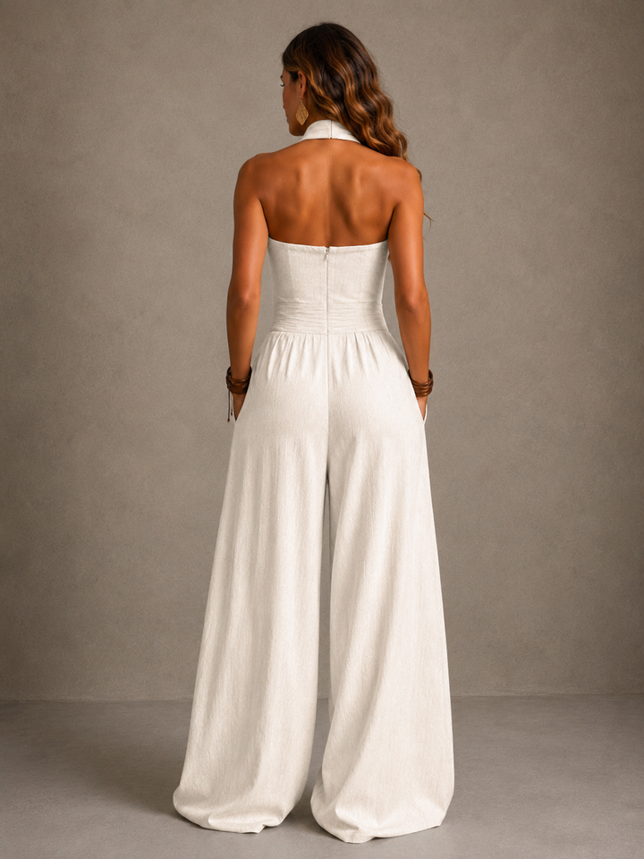 Bianca - Elegant Linen Jumpsuit with Crossover Neckline