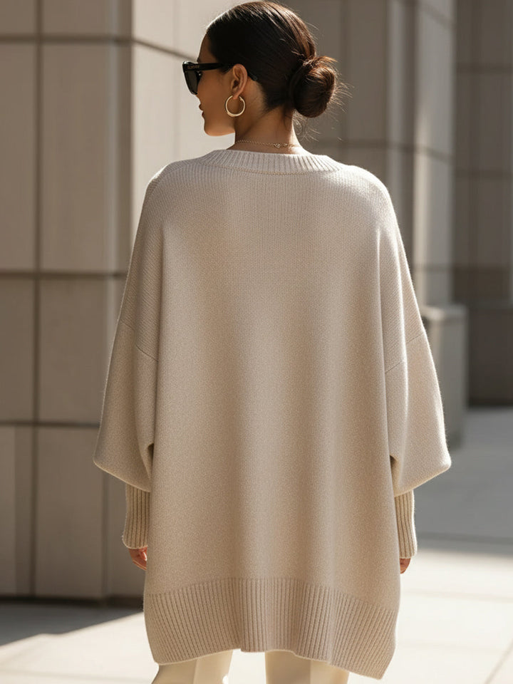 Jennifer -  Oversized Draped Wide-Neck Sweater
