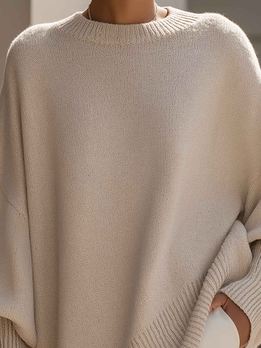 Jennifer -  Oversized Draped Wide-Neck Sweater