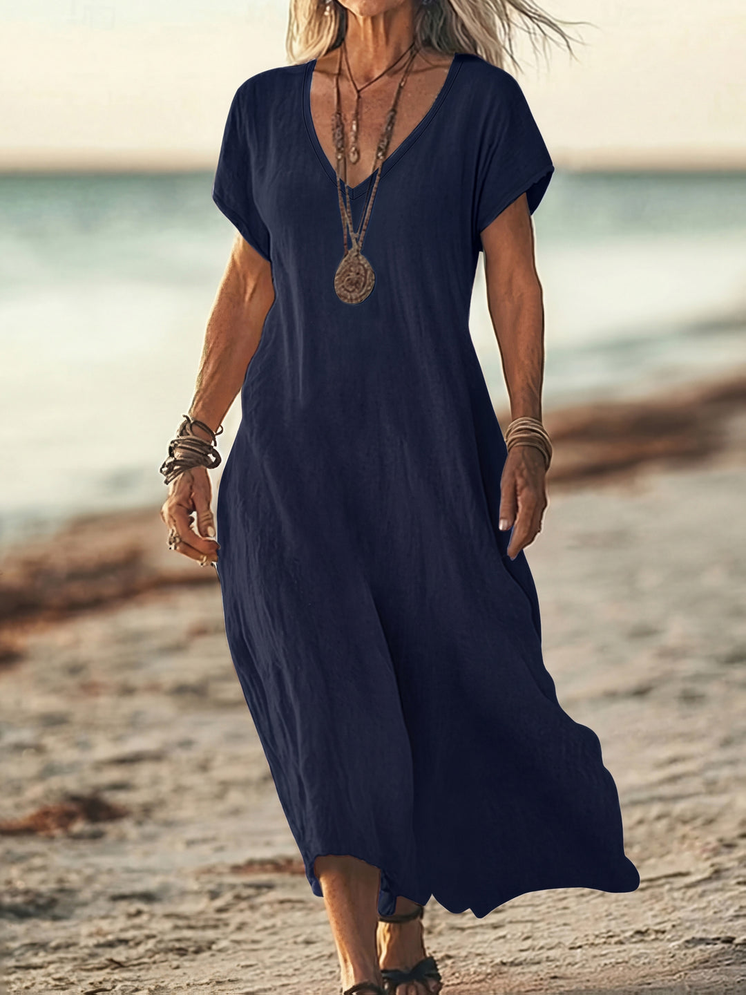 Elara - Draped Maxi Summer Dress