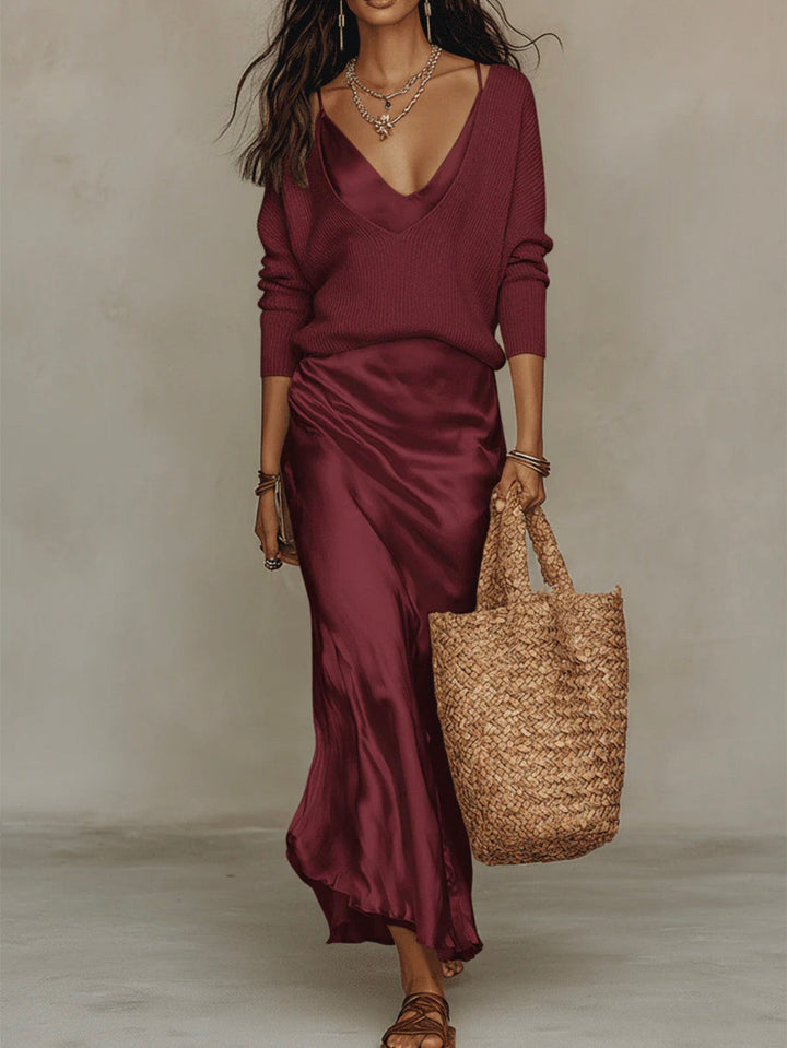 Isolde | Knit &amp; Satin Ensemble
