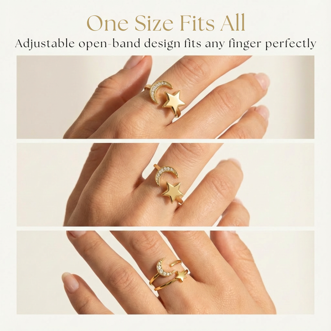 Lunessa - Moon and Star Calming Ring