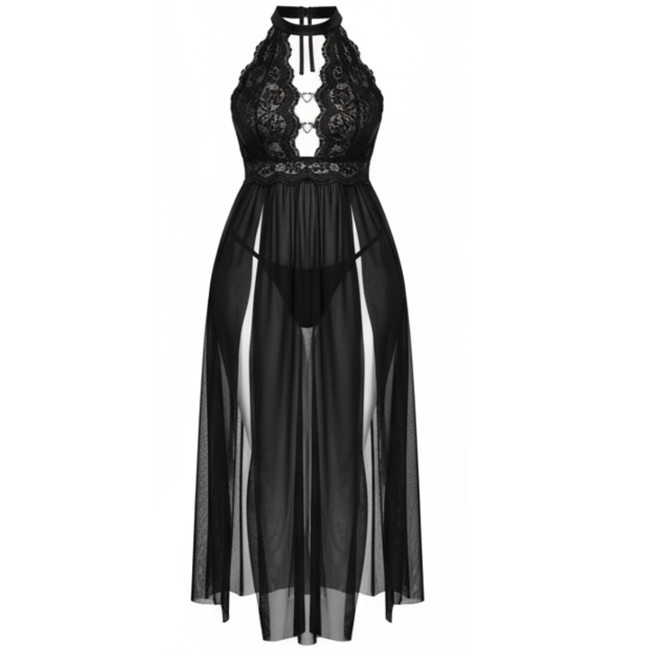 Veluna – Floor Length Lace Nightgown with Heart Details