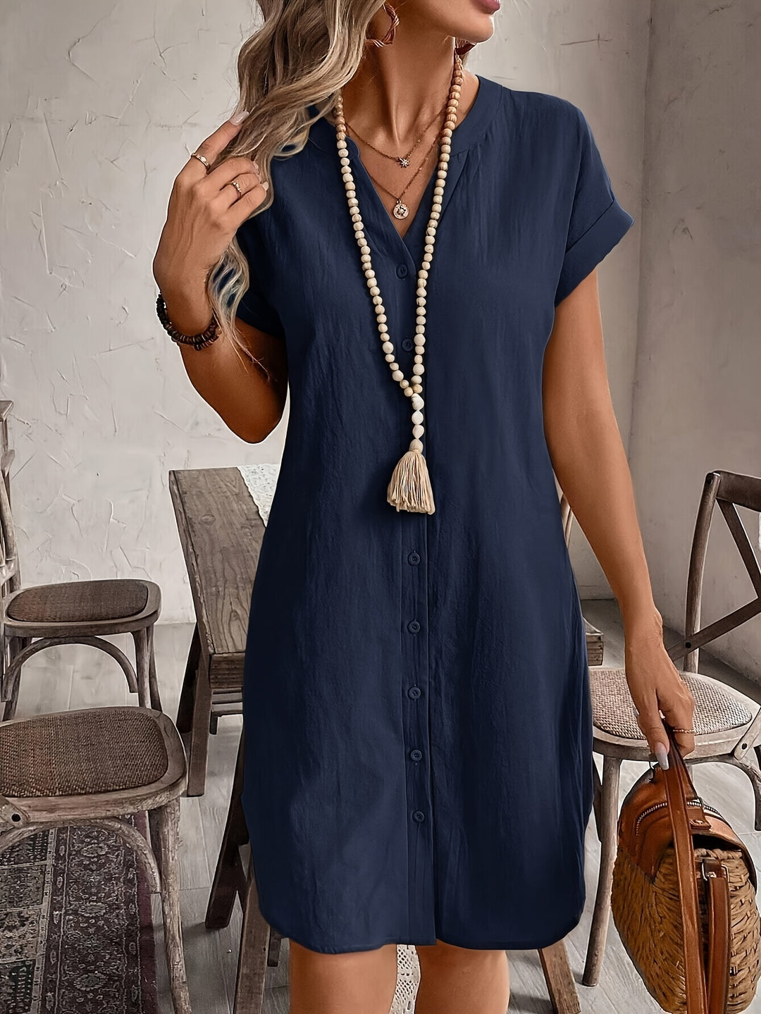 Elodie - Button-Front Midi Dress