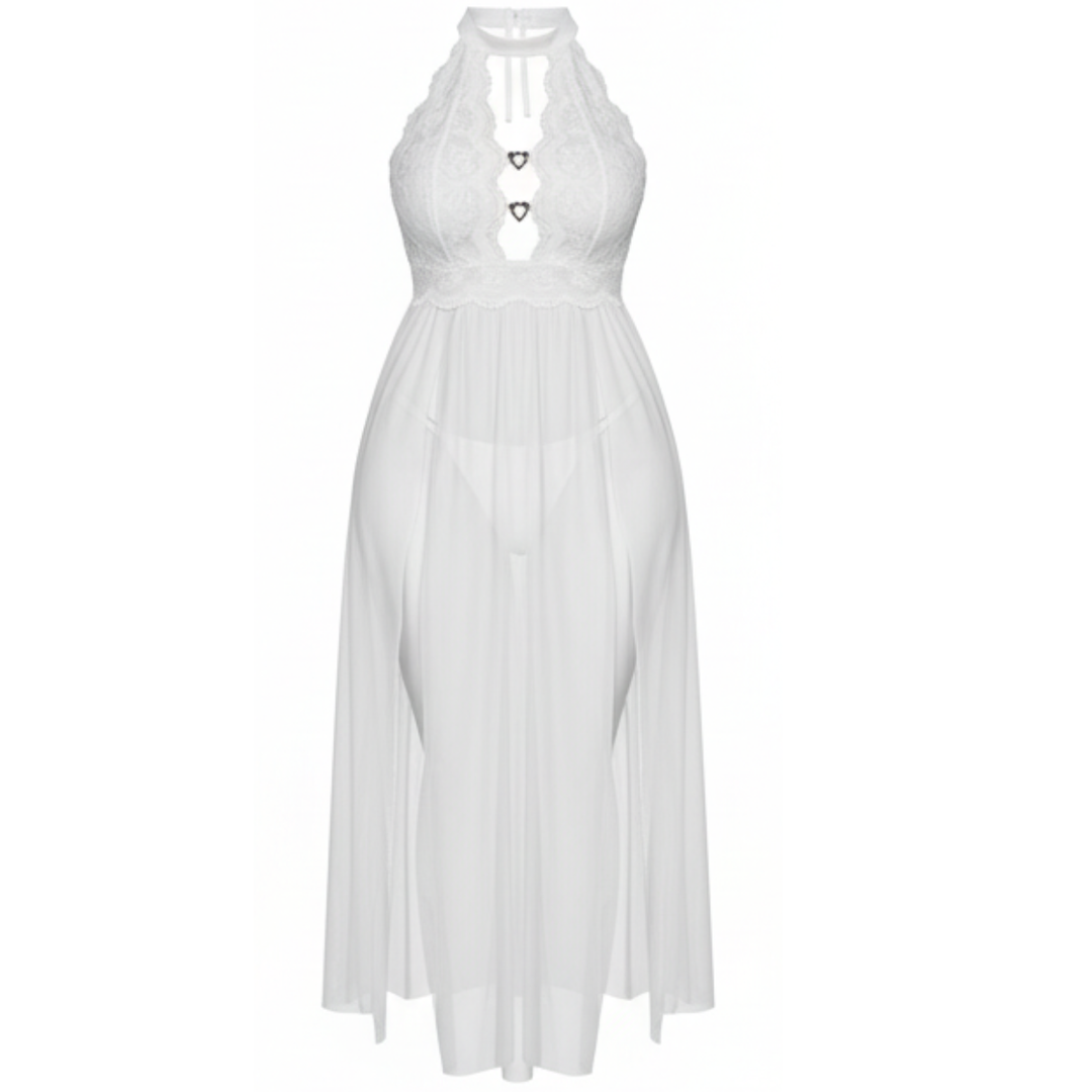 Veluna – Floor Length Lace Nightgown with Heart Details