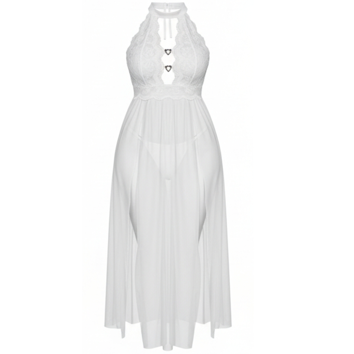 Veluna – Floor Length Lace Nightgown with Heart Details