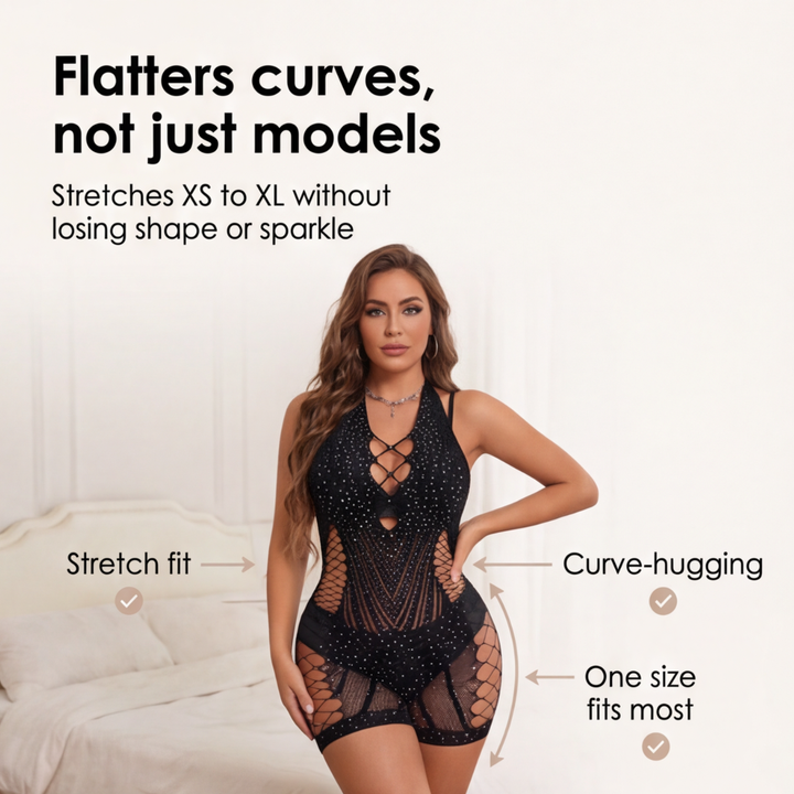 Lumiere – Rhinestone Fishnet Bodysuit