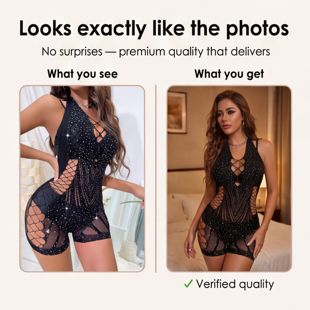 Lumiere – Rhinestone Fishnet Bodysuit