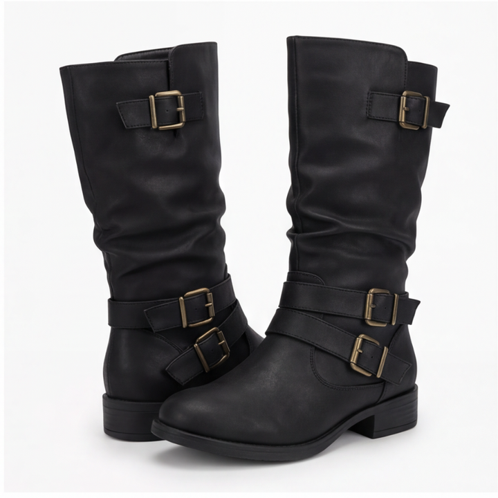 Strova - Crushed Slouch Mid Calf Boots