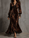 Ottilie | Velvet Floral Lace Puff-Sleeve Dress