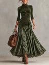 Sabine | Velvet & Satin Lace-Hem Maxi Dress
