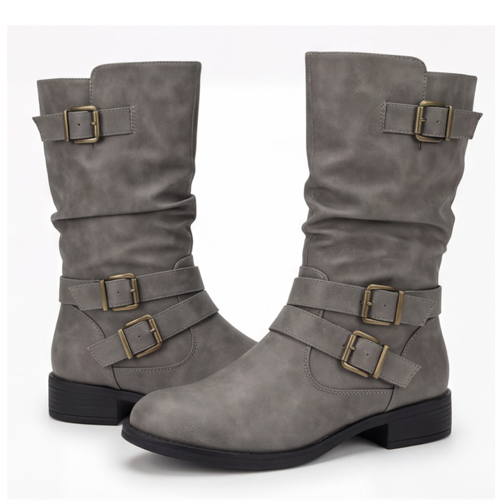 Strova - Crushed Slouch Mid Calf Boots