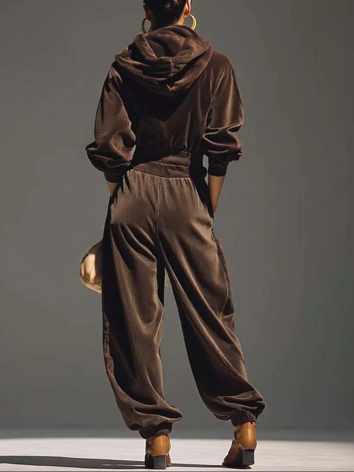Willow | Velvet Hoodie &amp; Pants Set with Belt