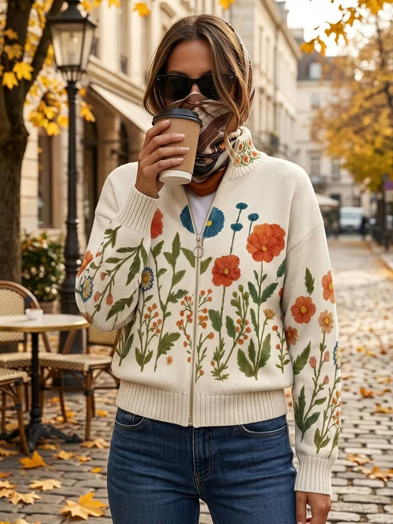 Wrenna - Wildflower Meadow Zip Cardigan