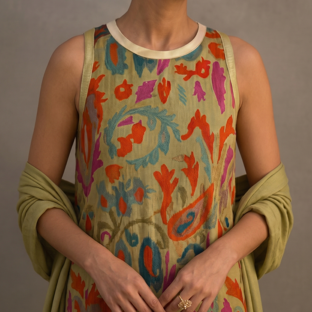 Victoria - Printed Maxi Dress with Matching Layer