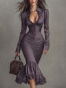 Esmee | Lace Ruched Midi Dress