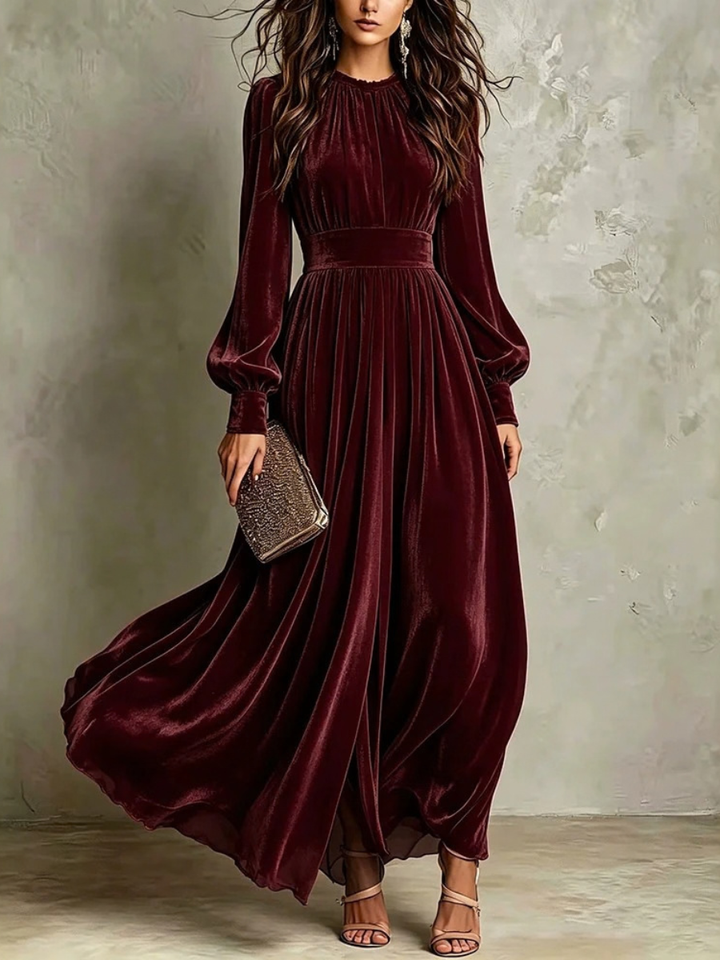 Gwendolyn | Velvet Long Sleeve Maxi Dress