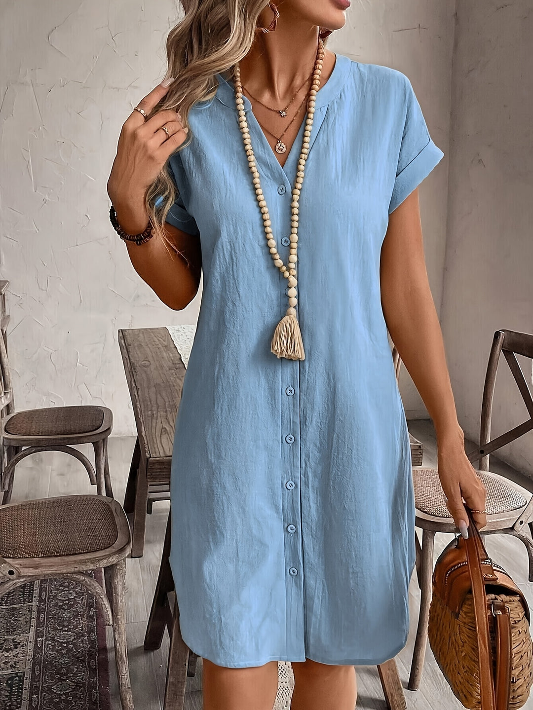Elodie - Button-Front Midi Dress