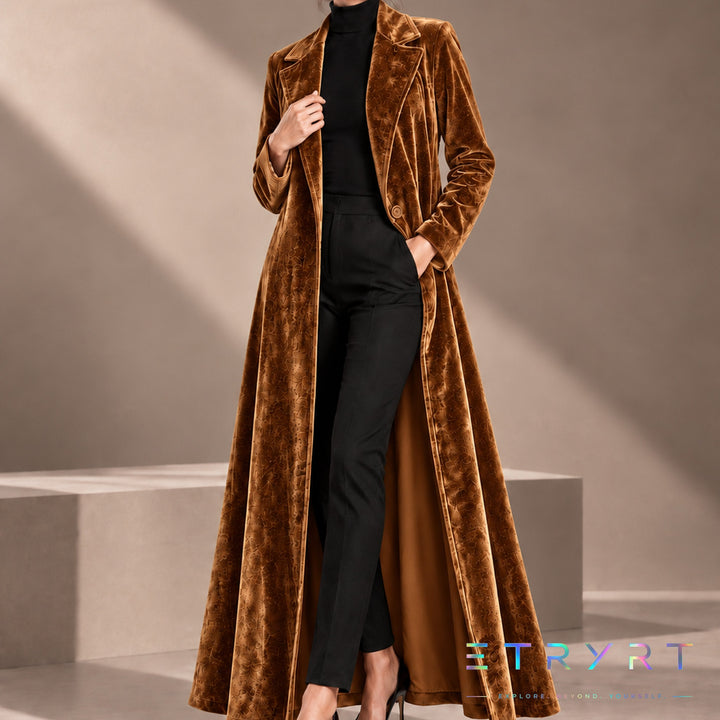 Beatrice | Velvet Open-Front Maxi Coat