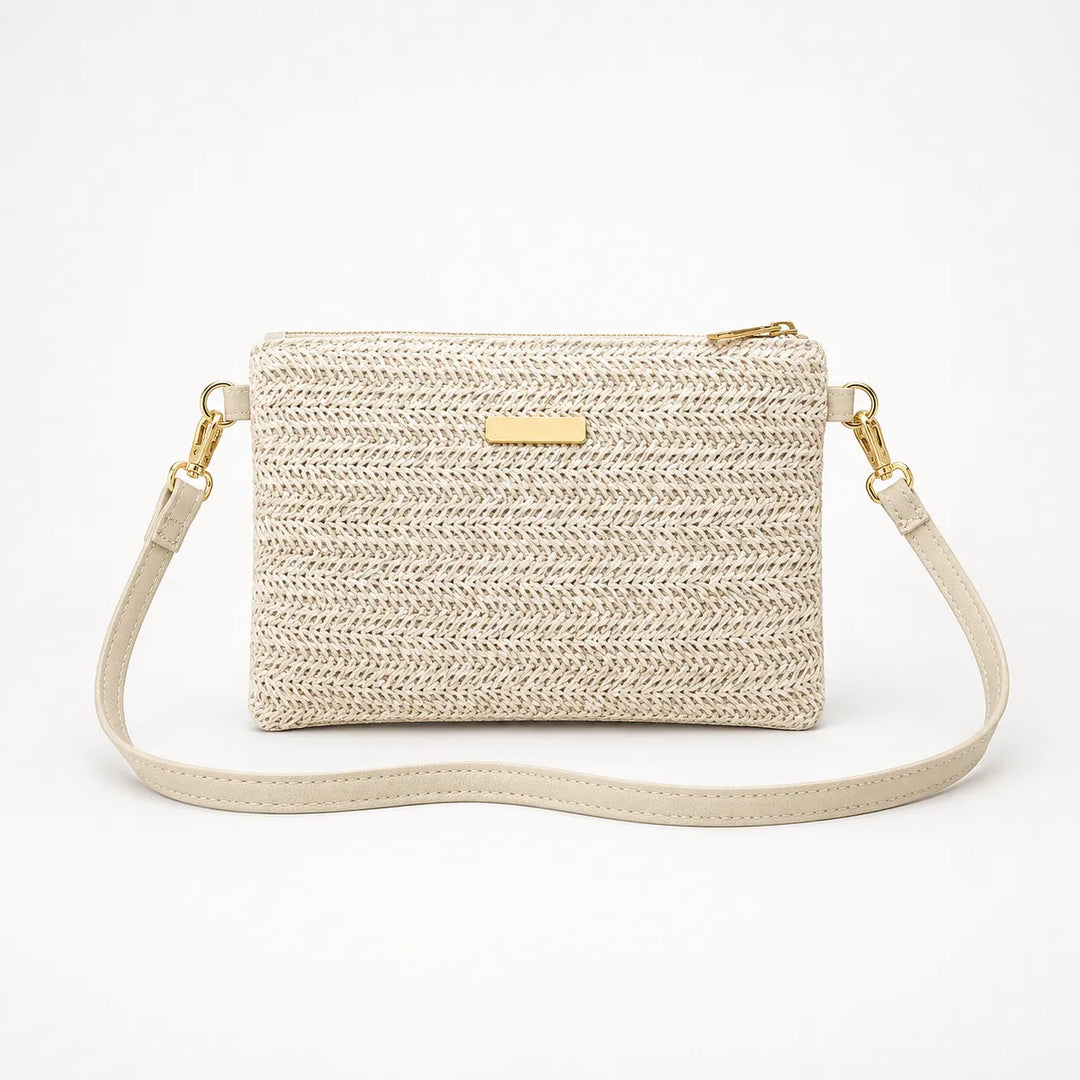 Solène – Woven Straw Crossbody Clutch Bag for Women