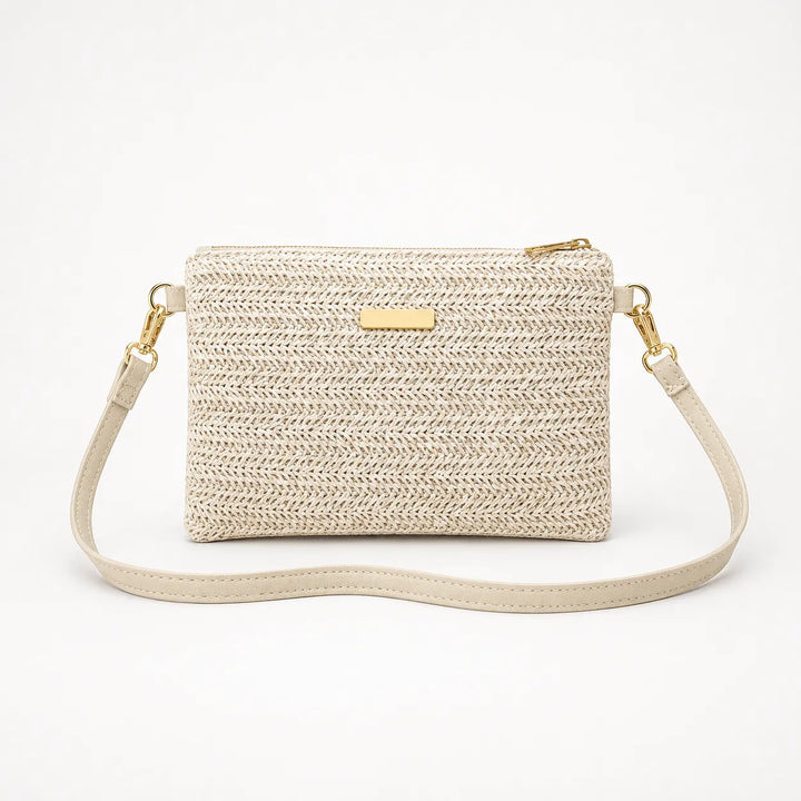 Solène – Woven Straw Crossbody Clutch Bag for Women