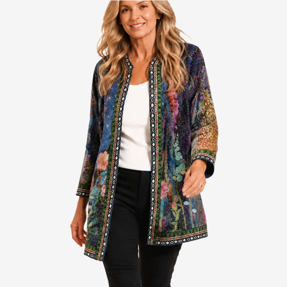 Patrice – Art-Print Open Jacket for Effortless Style
