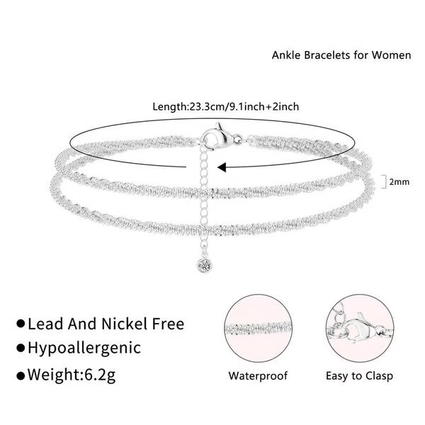 Silvara - Dainty Layered Anklet