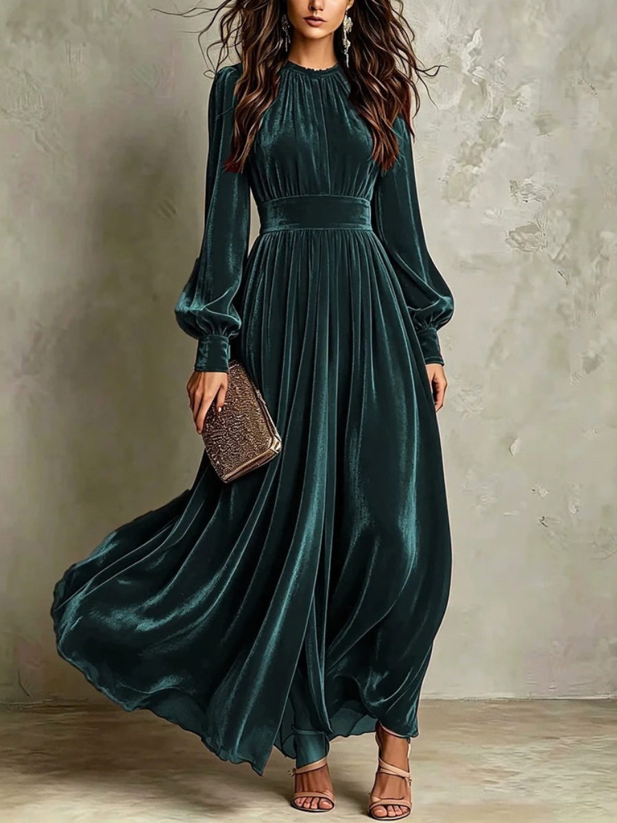 Gwendolyn | Velvet Long Sleeve Maxi Dress