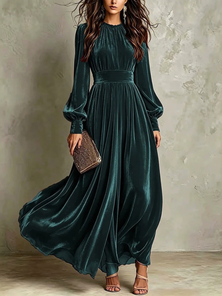 Gwendolyn | Velvet Long Sleeve Maxi Dress