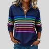 Celine | Colorful Striped Quarter-Zip Sweatshirt