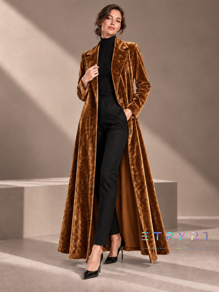 Beatrice | Velvet Open-Front Maxi Coat