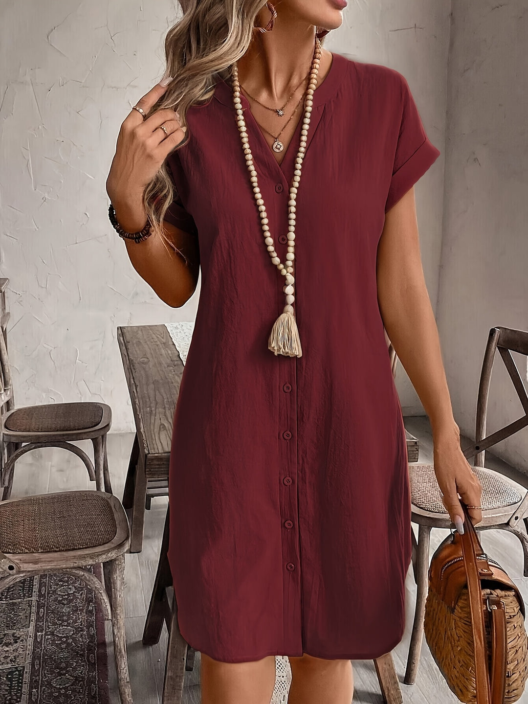 Elodie - Button-Front Midi Dress