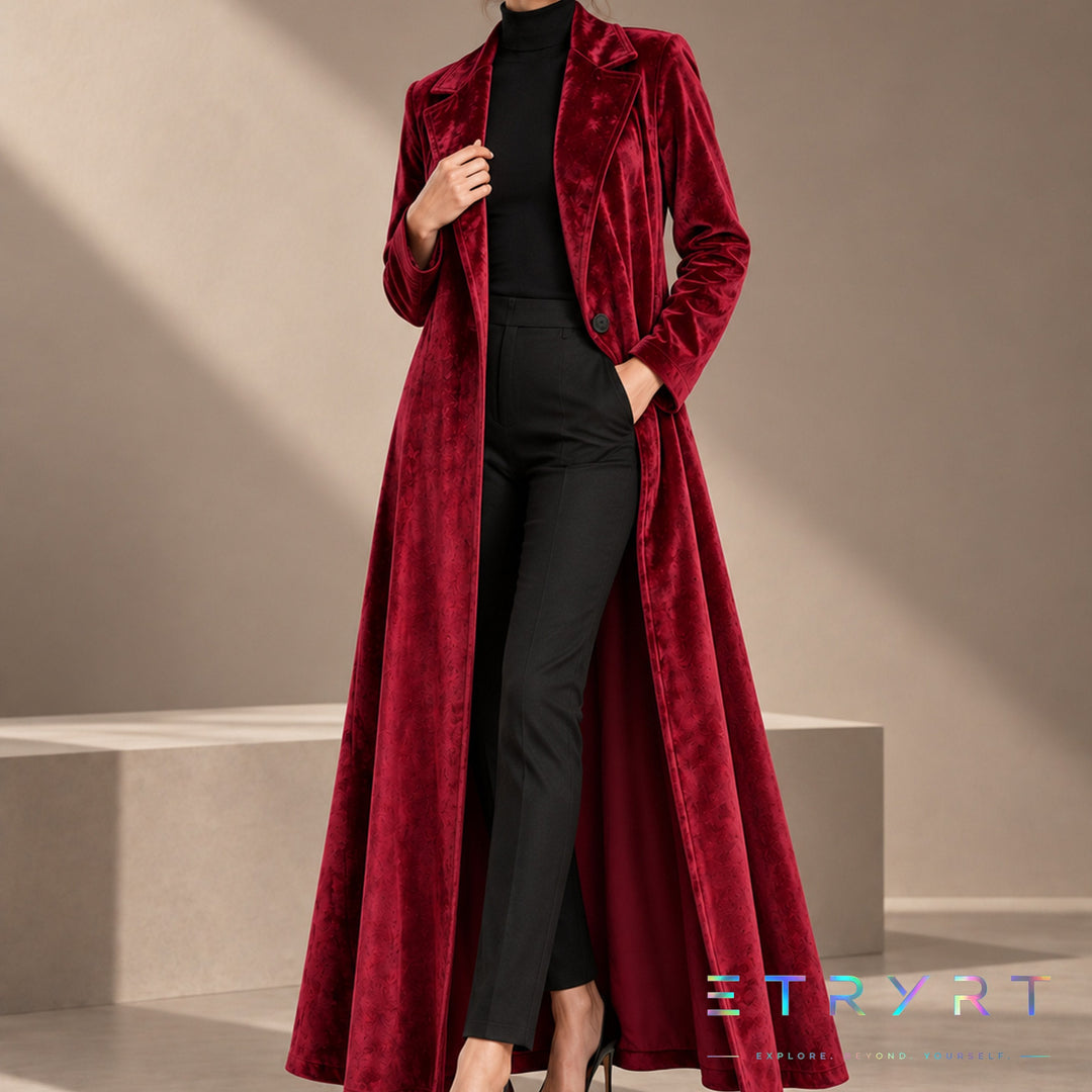Beatrice | Velvet Open-Front Maxi Coat