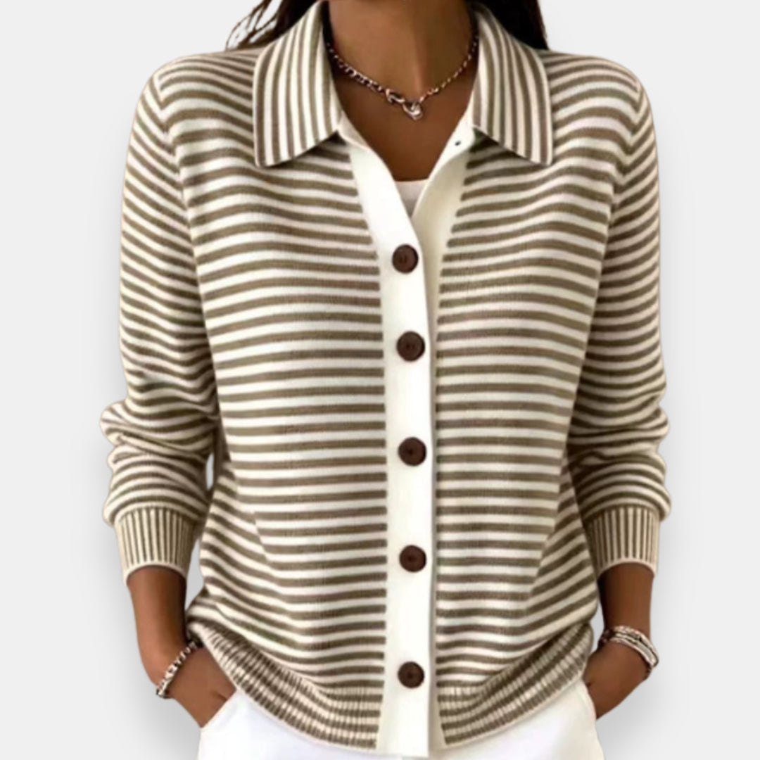 Nola -  Striped Button Cardigan