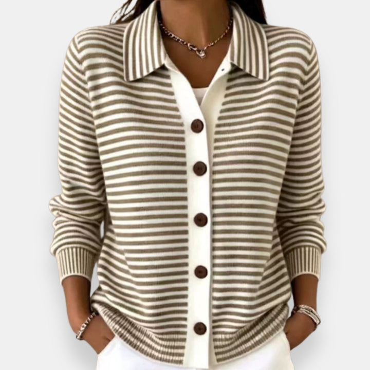 Nola -  Striped Button Cardigan
