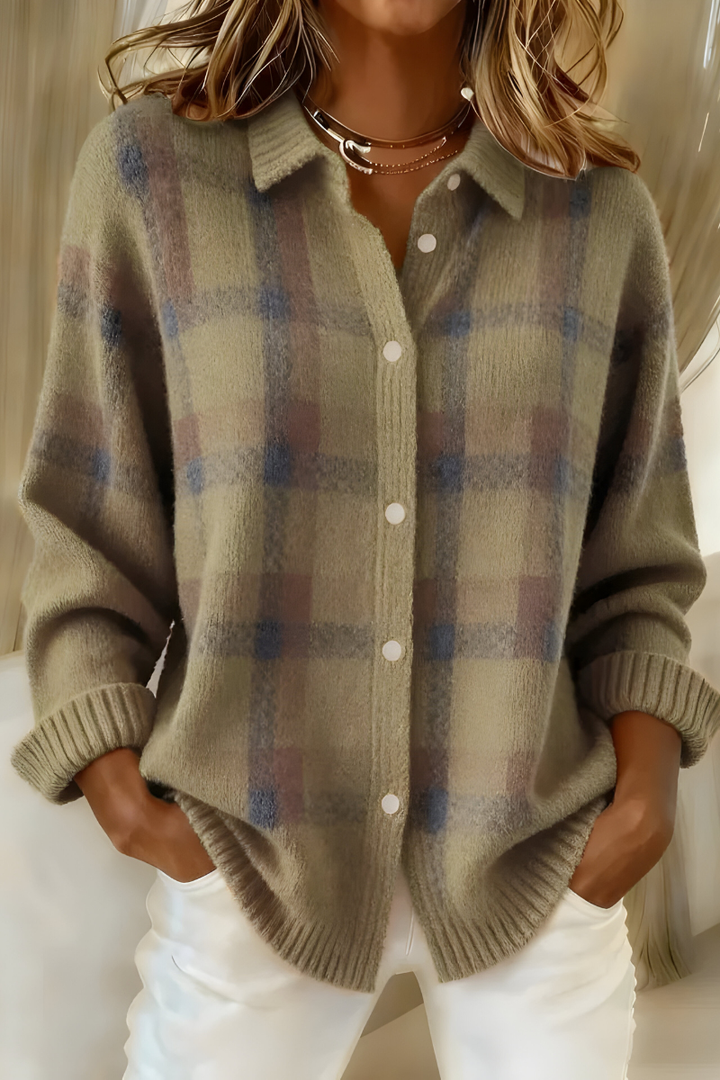 Anna -  Plaid Knit Cardigan