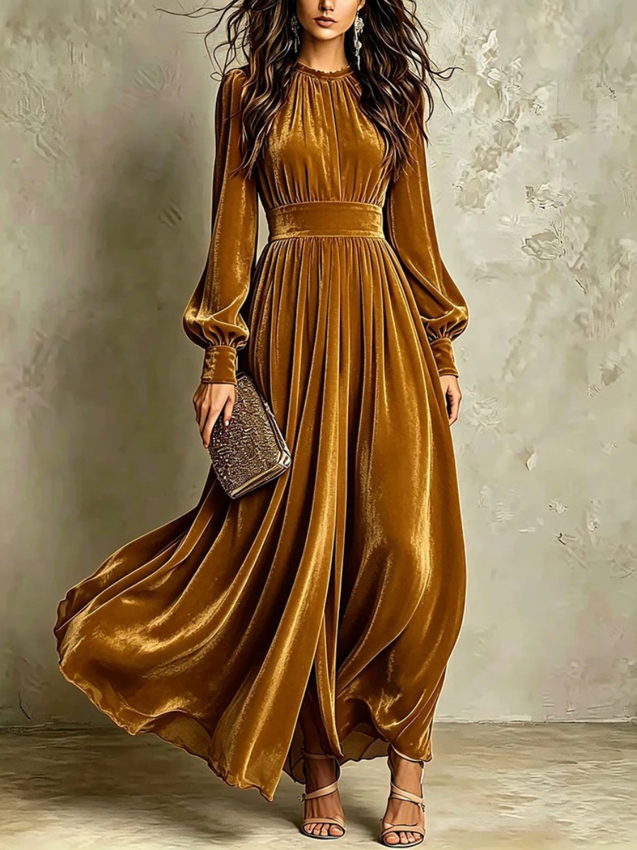 Gwendolyn | Velvet Long Sleeve Maxi Dress