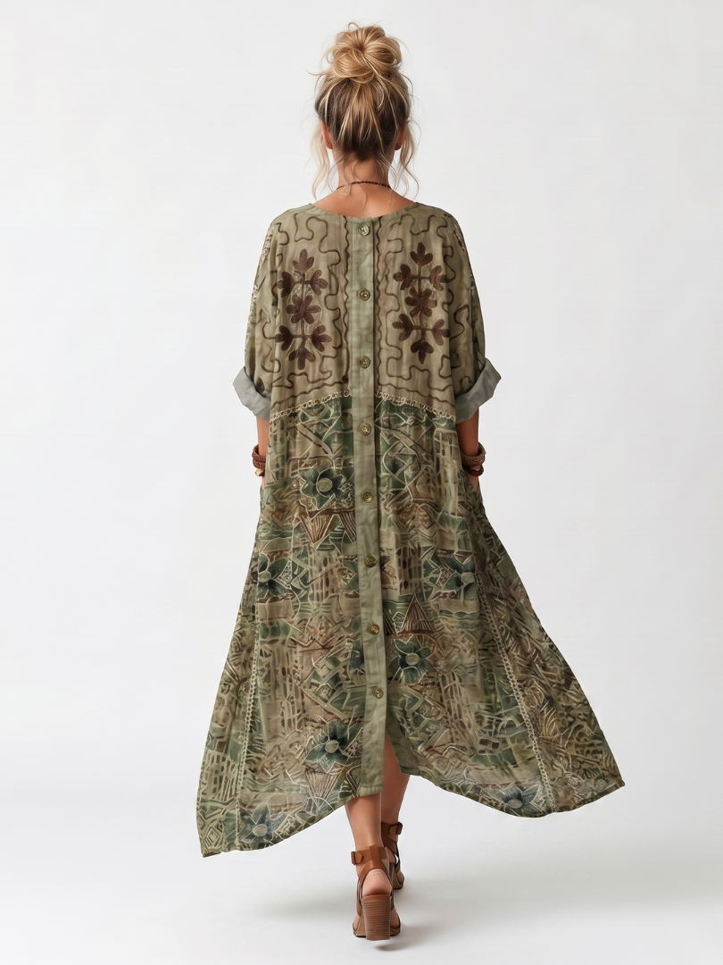 Aleta - Button Front Oversized Pocket Midi Dress
