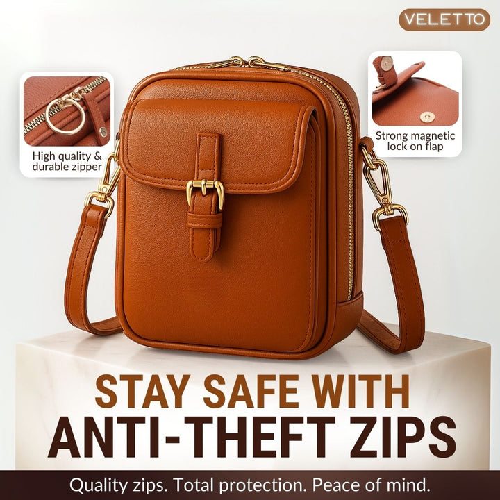 Veletto – Double Pocket PU Leather Crossbody Bag