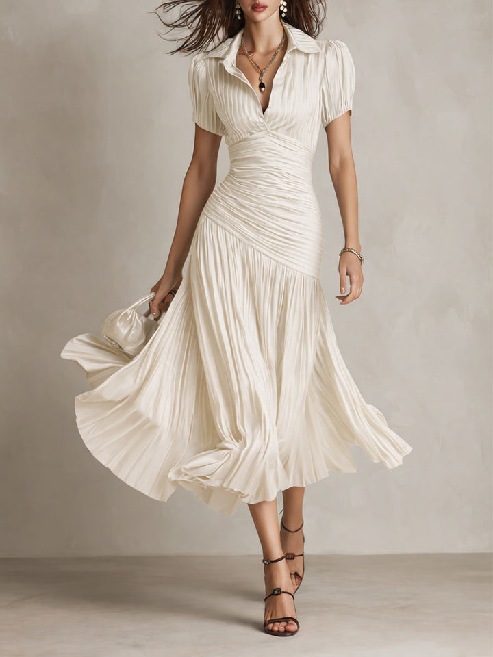 Valentina | Retro Striped Satin Midi Dress