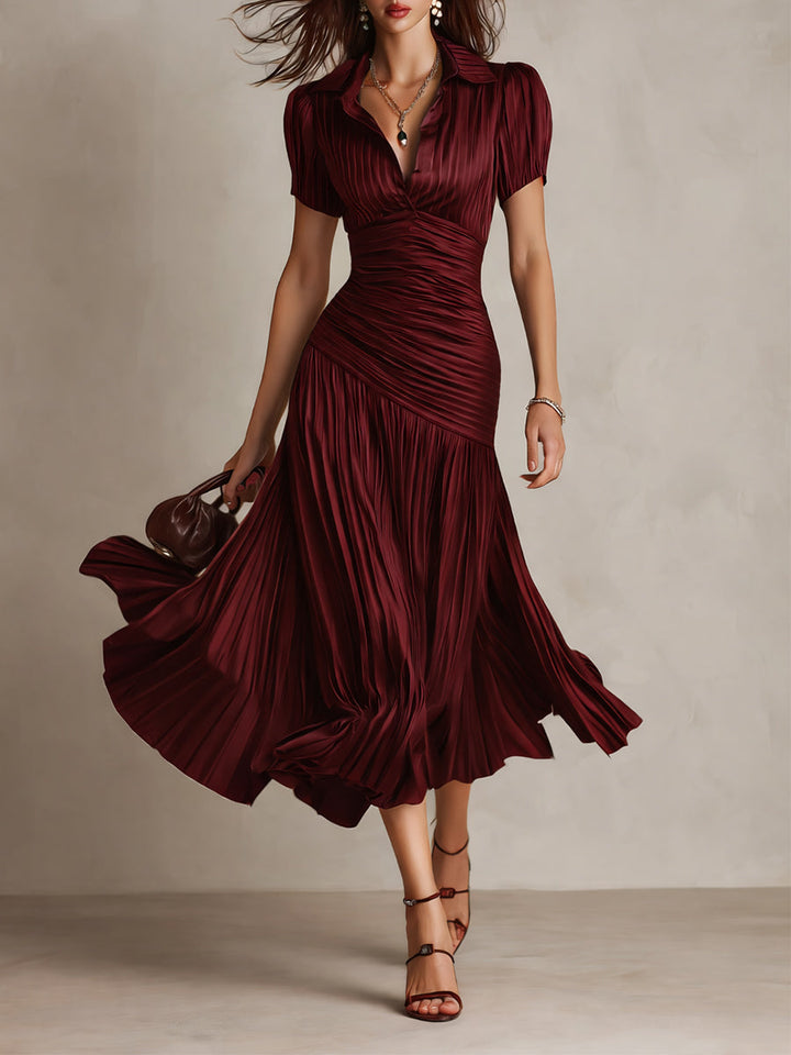 Valentina | Retro Striped Satin Midi Dress