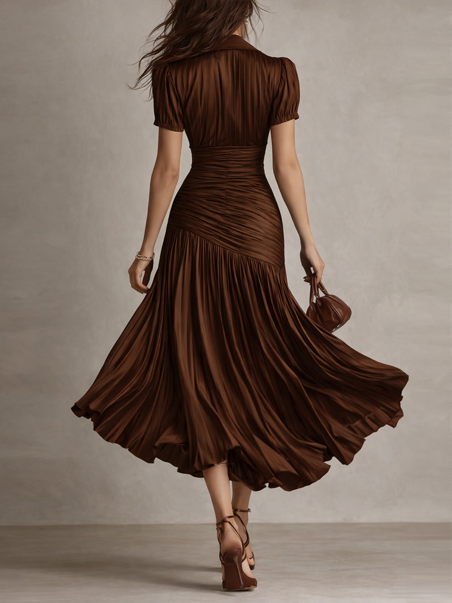 Valentina | Retro Striped Satin Midi Dress