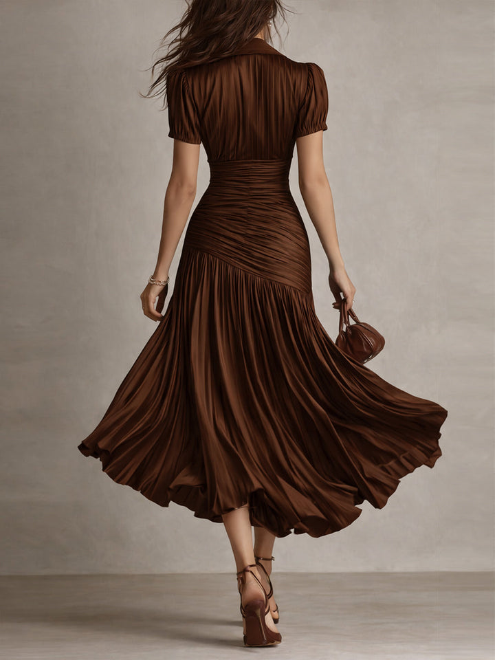Valentina | Retro Striped Satin Midi Dress