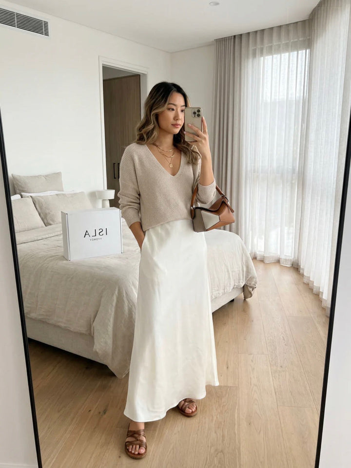 Isolde | Knit &amp; Satin Ensemble