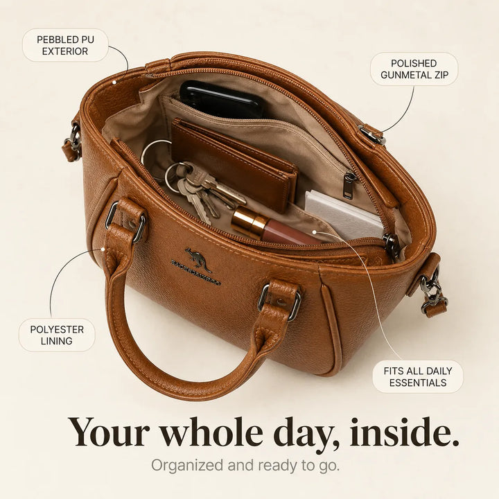 Marlowe – Structured Boston Handbag with Convertible Crossbody Strap, Polished Hardware