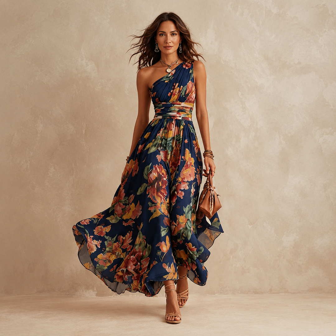 Celeste - One-Shoulder Floral Maxi