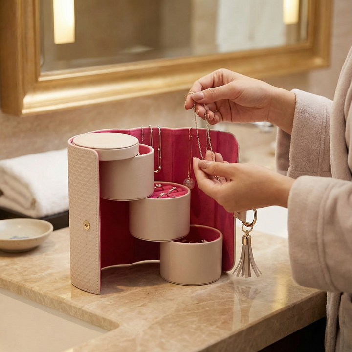 Velora Three Tier Jewelry Roll for Tangle Free Travel