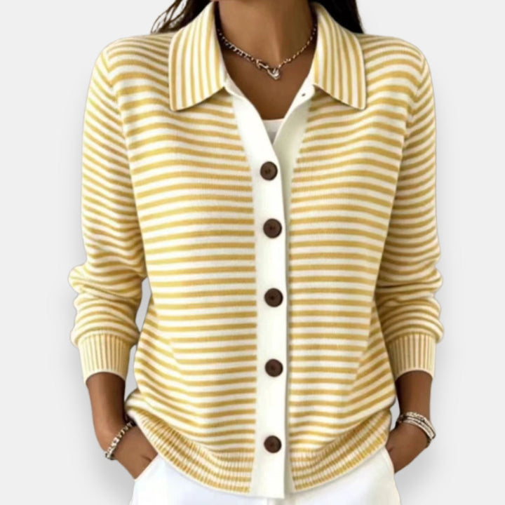 Nola -  Striped Button Cardigan