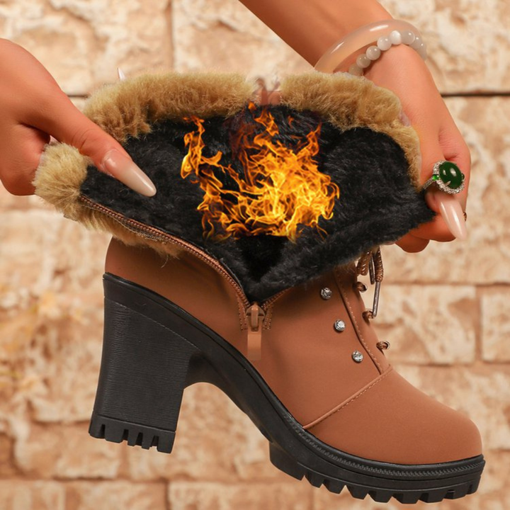 Velurea – Women’s Faux Fur Block Heel Winter Boots