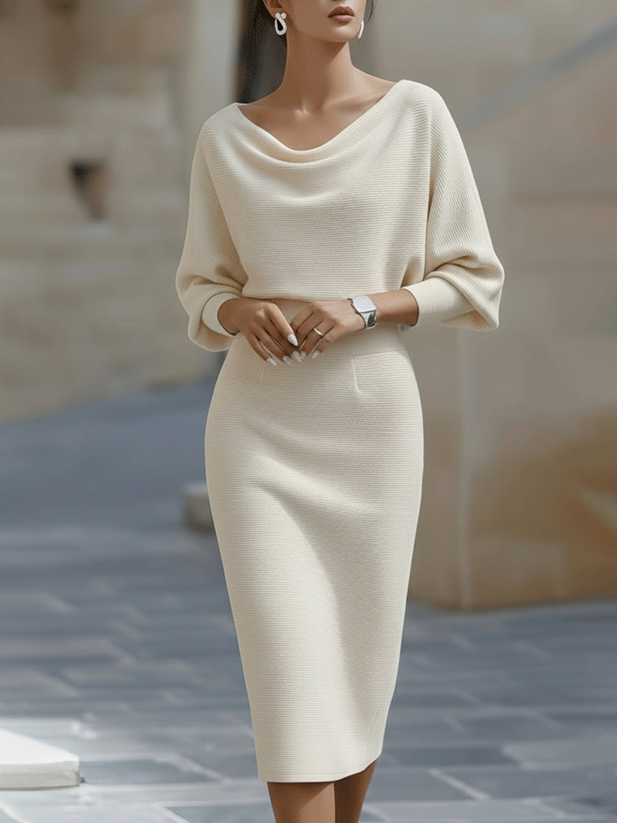Lydia | Draped Batwing-Sleeve Dress for Women